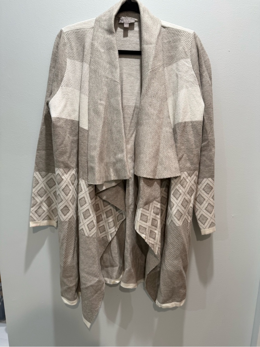Evolution by Cyrus Heavyweight Open Front Cardigan Cozy Knit Neutral L
